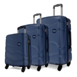 Safari Genius Fortis Set Of 3 (Cabin + Medium + Large) Trolley Bags Hard Case Polycarbonate, 4 Wheels, 360 Degree Wheeling Luggage, Travel Bag, Suitcase For Travel, Trolley Bags For Travel, Blue