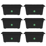 TrustBasket UV Treated Rectangular Plastic Planter (10 inches) – Black Color- Set of 6
