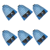 Amazon Brand – Solimo Fabric Shoe Pouch With String, Triangles, Set Of 6