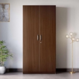 Godrej Interio Wardrobe Stack 2-Door Engineered Wood Wardrobe For Clothes (Brown), 1-Year Warranty, 2 Shelves, 1 Drawer