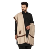 SWI WITH LABEL Men’s Kashmiri Embroidered Wool Shawl (GC102_Brown_Free Size)