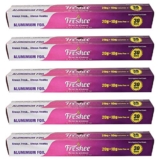 Freshee 30Gm Disposable Silver Foil Roll Pack Of 5, 11 Micron Thick Aluminium Foil For Food Wrapping Delivery & Oven Baking