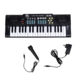 Intern INT-KB-3701 37 Keys Mini Keyboard Piano for Kids & Beginners with Microphone, 5V DC Power Adapter, 22 Demo Songs, 8 Rhythms, 8 Tones, Portable Electronic Musical Keyboard, Black