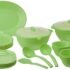 SignoraWare BPA Free Plastic Square Dinner Set | Microwave Safe | Unbreakable & Lightweight | Odor-Free | Great for Parties & Gatherings | Ideal for Regular Home Meals (Set of 32 pcs | Green)