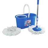Kleeno By Cello Compacto Spin Mop With 2 Refill | 360 Degree Rotating Mop | Extendable Rods With Handle Lock | Floor Cleaning Mop | Mop With Bucket | Blue
