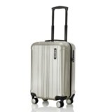 HRX Force Cabin Size Silver Polycarbonate Hard Shell Suitcase – Premium Travel Trolley Bag with 8 Spinner Wheels, Number Lock & Water Resistant Body