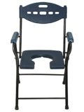 AMONE Folding Commode Chair, Elderly Disabled Man And Pregnant Woman Stainless Steel Shower And Bathing Room Mobile Toilet Seat for Elderly, Safe Toilet Stool – 110 Kg Capacity