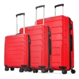 Aristocrat Polypropylene Chroma Set Of 3 Hard Spinner Luggage (55+65+75Cm) Robust Construction With Strong Wheels,Rust-Free Trolley, Secured Zip And Combination Lock|Red, Small, Medium, Large