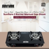 Sunflare Cute 2B Toughened Glass Tornado Burner(Bk) Glass Manual Gas Stove(2 Burners) Glass Manual Gas Stove(2 Burners)