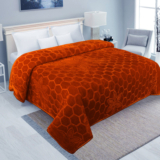 Iws Self Design Double Mink Blanket For  Mild Winter(Microfiber, Orange)