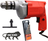 FOSTER FPD-010A Drill Machine with 5 bits | 2600 RPM ,400W |Made In India| Best Seller FPD-010A with 5 High Quality Bits Pistol Grip Drill(10 mm Chuck Size)