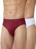 XYXX Men Combed Cotton Brief, Regular Fit, Solid, Pack of 2, XYBRF2PCKN649M, Bold Burgundy+Polar White, M