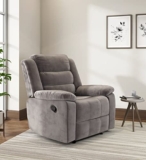 Nilkamal Sierra Velvet Fabric Manual Recliner | 1 Seater Sofa | Single Sofa Recliner | 1 Seater Chair Sofa | Brown (Grey)