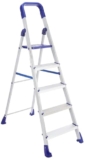 Sun Kart Clamber Pro – Foldable Step Ladder, Firm Grip, 5 Steps (Aluminium Steps, Blue & Satin)