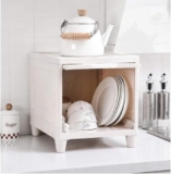 Mevigo 1-Tier Stackable Plastic Storage Bins With Door- Closet Organizers & Storage Organizer For Cupboard Rack For Clothes/Shoes/Books/Toys/Office, Multipurpose Rack- White