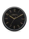 French Connection Stylish Analog Wall Clock for Home Hall Living Bedroom Kitchen with Black Dial – Size: 12 Inches – FCWC07-A